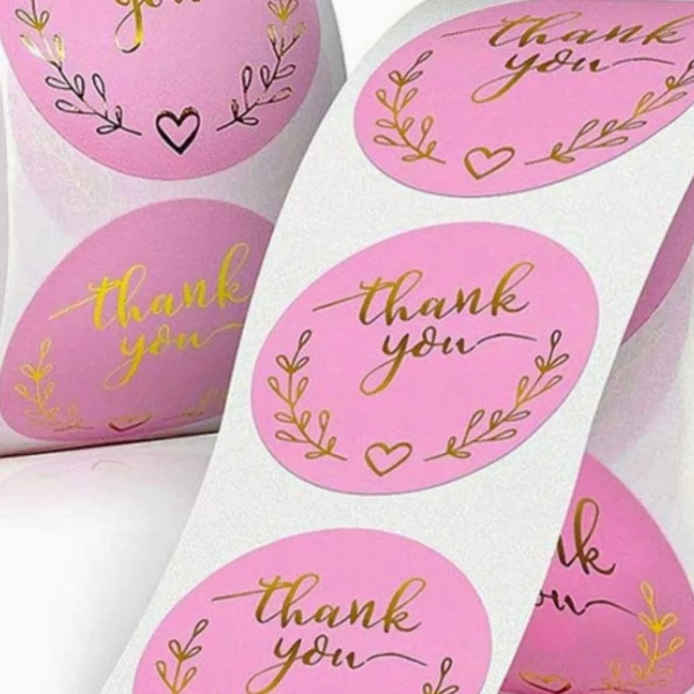 500 THANK YOU Pink Stickers 1
